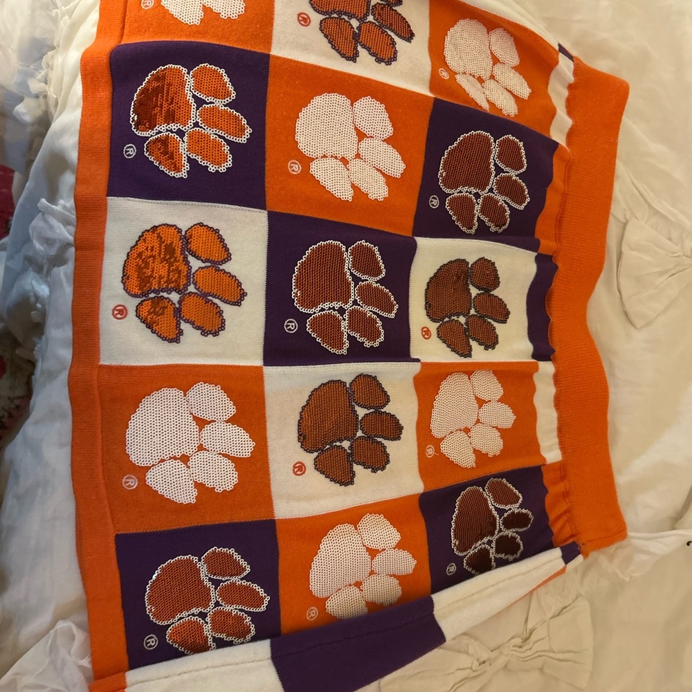 QUEEN OF SPARKLES Orange and Purple Mini Skirt